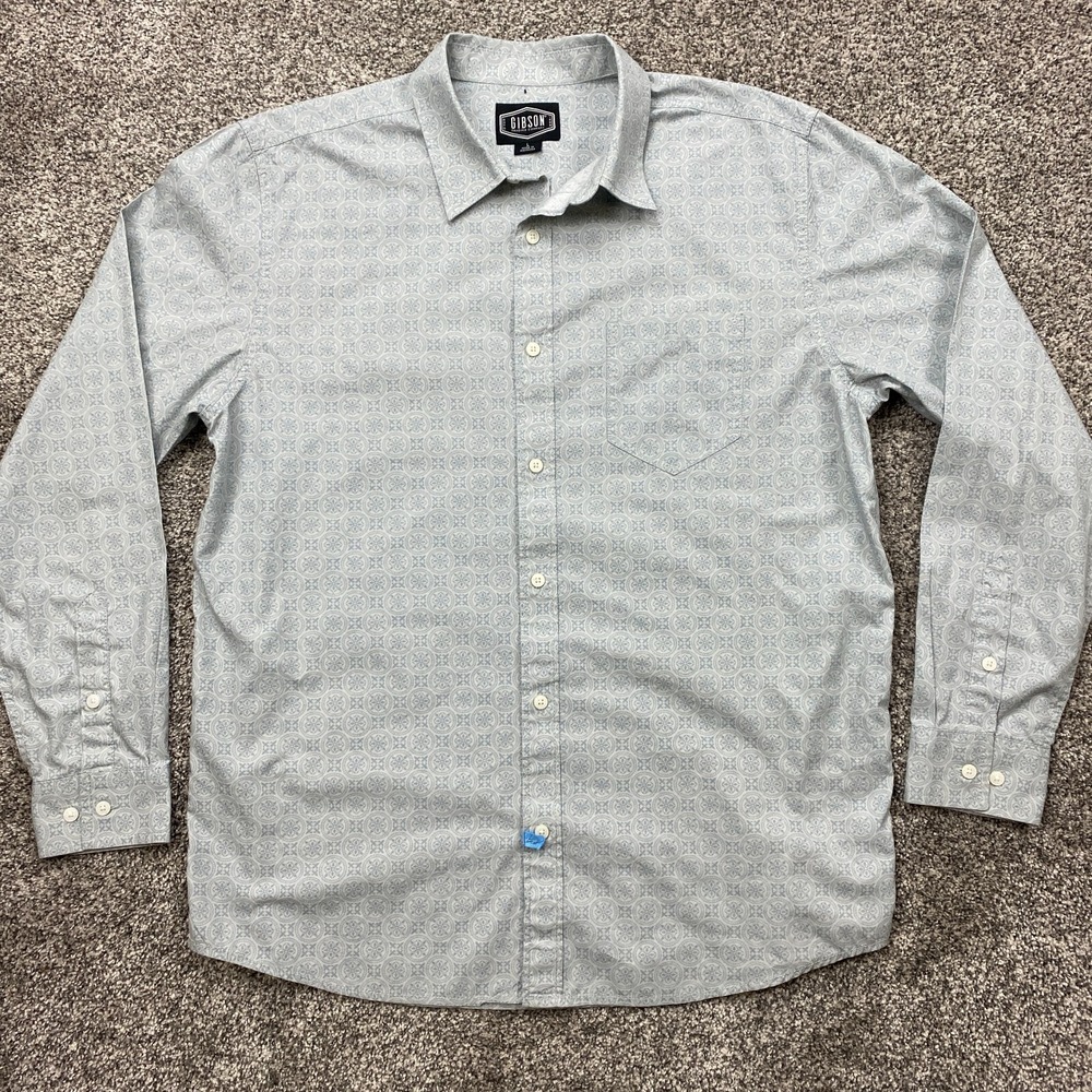 Gibson Men Shirt‎ Large Western Long Sleeve Pearl Snap Geometric Retro cowbooy